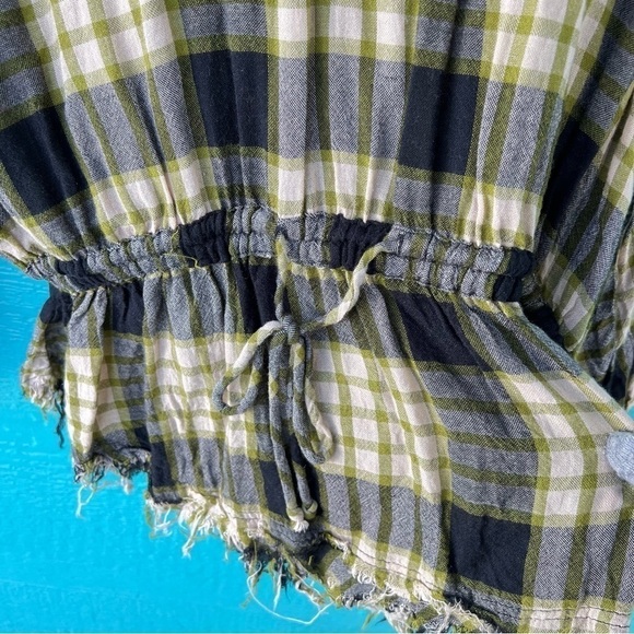 FREE PEOPLE PACIFIC DAWN PLAID SNAP RUCHED SLEEVE WOOL BLEND FLANNEL TOP S NWT - Picture 8 of 14